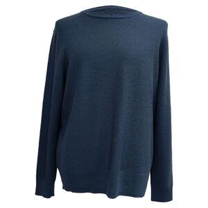 Sandro Knitted Crewneck Sweater in Navy Blue Wool